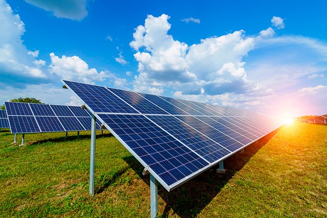 Solar panels at the solar power park. 