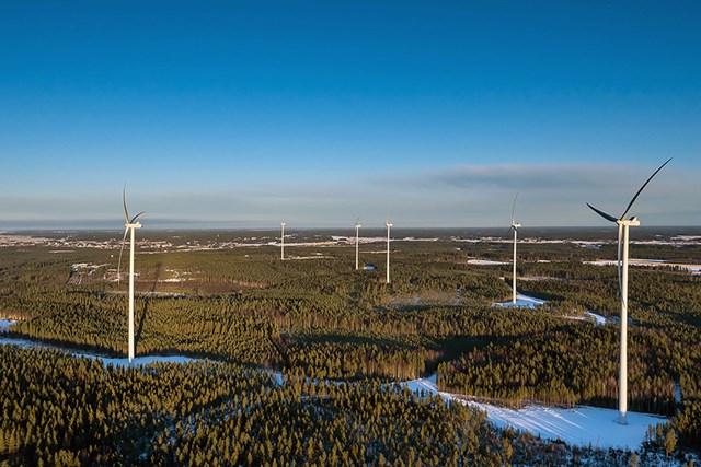 Windmills in the Lestijärvi wind farm. 