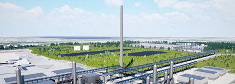 Illustration as a 3D model of the planned hydrogen production facility for the Laanila industrial area.